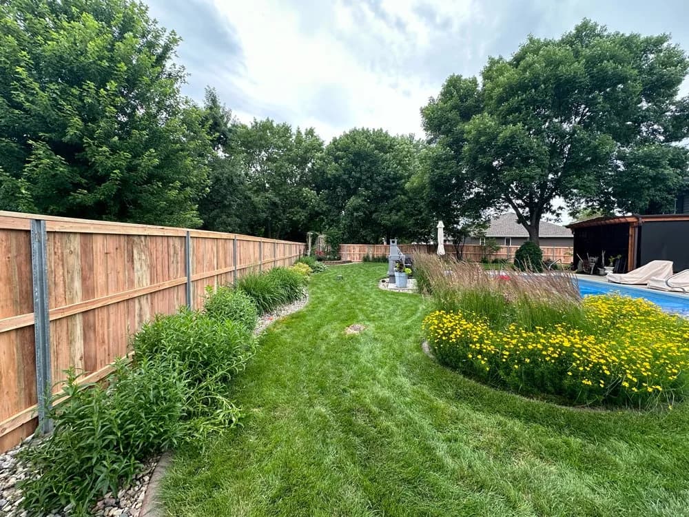 Cedar privacy fence installed for Sioux Falls homeowner by Great Plains Fence
